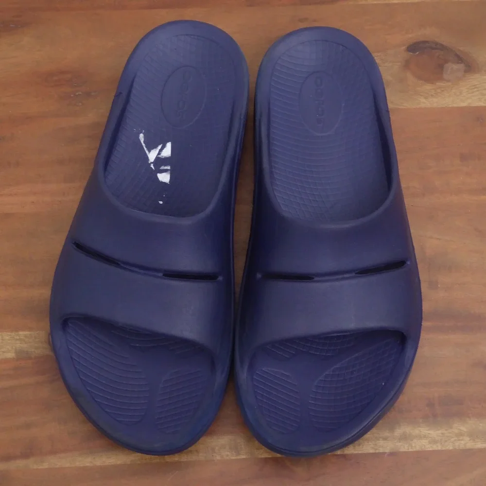 Oofos Men OOahh Blue Sport Recovery Slide Sandals 11